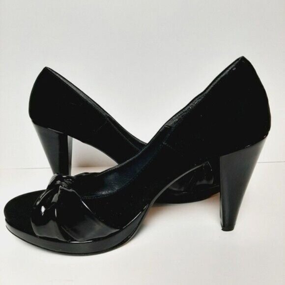 OSVALDO ROSSI Suede & Patent High Heel Pumps Sz 9 US/ Eur 40 Flawed - Picture 10 of 14